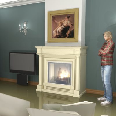 kamin, kamin sammastega